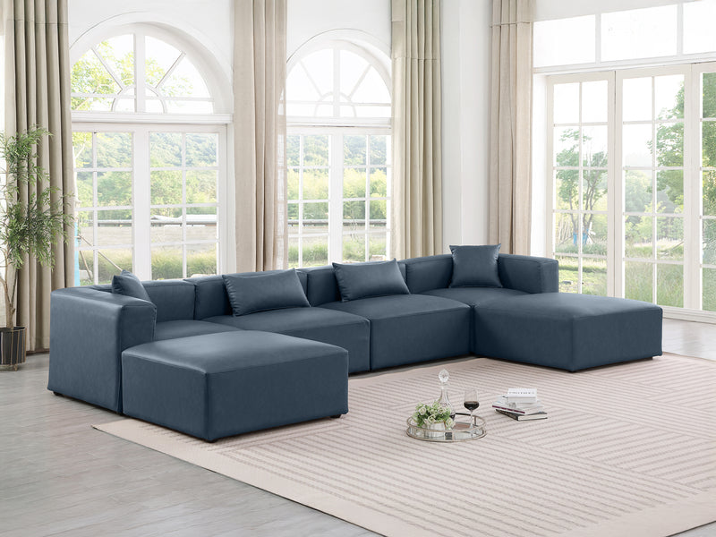 Cube Meri 144" Wide Vegan Leather Modular Sectional Chaise
