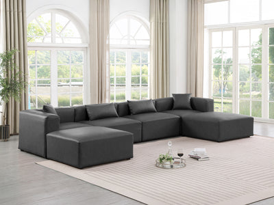 Cube Meri 144" Wide Vegan Leather Modular Sectional Chaise