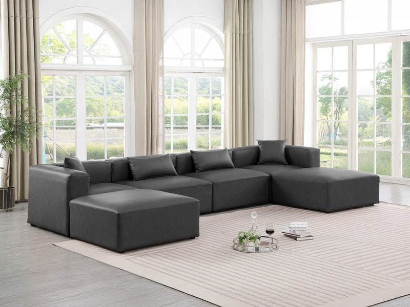 Cube Meri 144" Wide Vegan Leather Modular Sectional Chaise