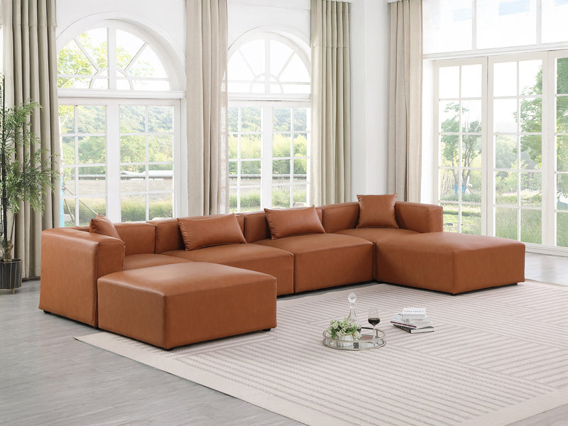 Cube Meri 144" Wide Vegan Leather Modular Sectional Chaise