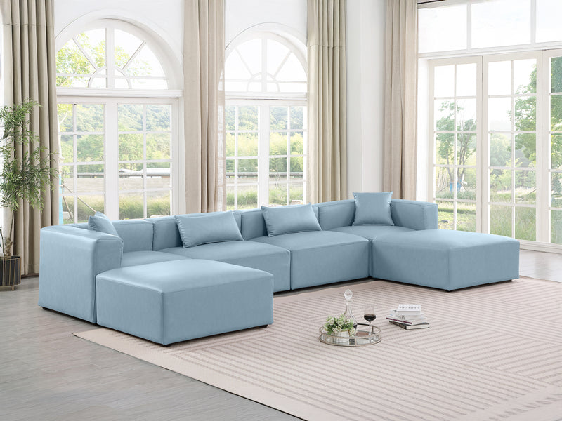 Cube Meri 144" Wide Vegan Leather Modular Sectional Chaise