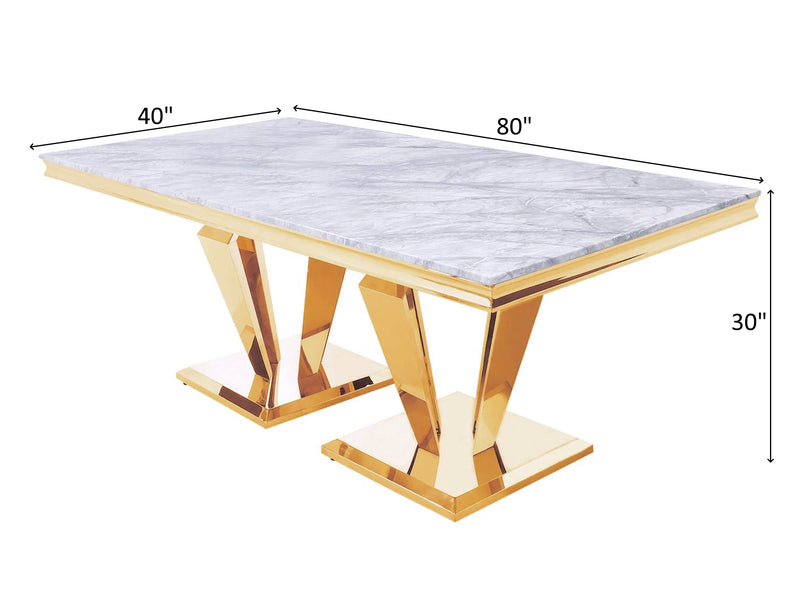 1689DT Marble Top 80" Wide Dining Table