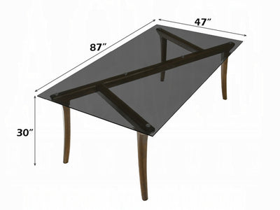 Danzel 87" Wide 6 Person Glass Top Dining Table