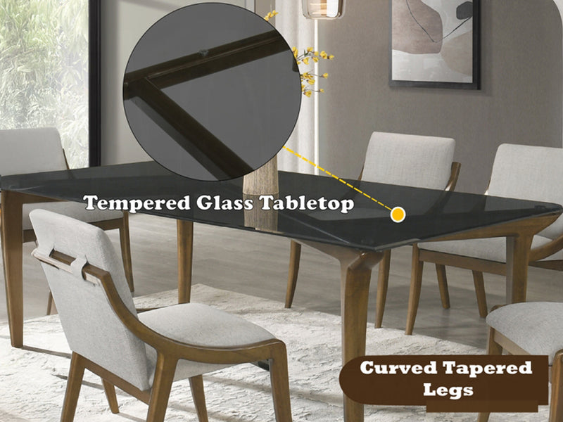 Danzel 87" Wide 6 Person Glass Top Dining Table