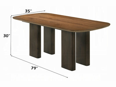 Delina 79" Wide Solid Rubber Wood Dining Table