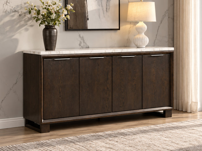 Edwyn 74" Wide 4 Door Marble Top Buffet