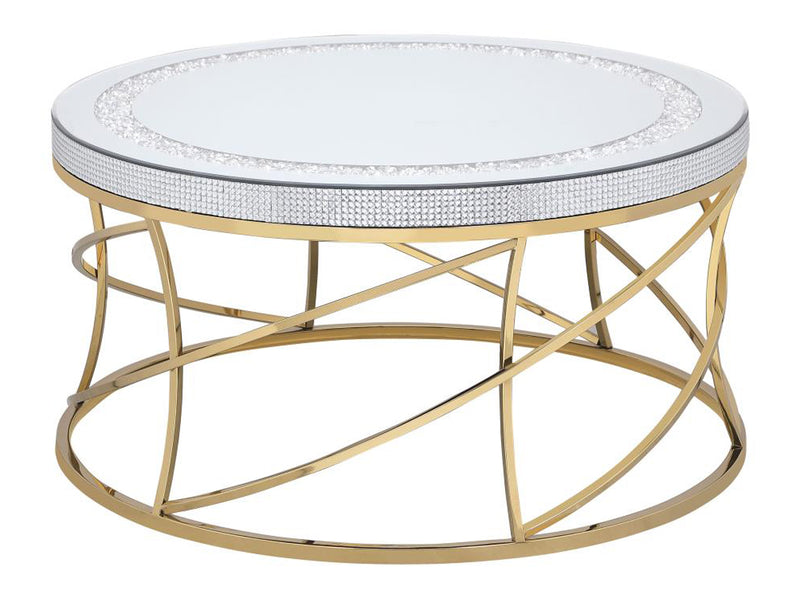 Elise 35" Wide Mirror Top Stainless Steel Coffee Table
