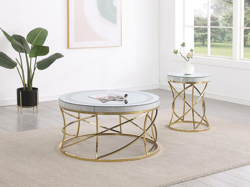 Elise 35" Wide Mirror Top Stainless Steel Coffee Table
