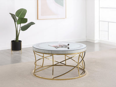 Elise 35" Wide Mirror Top Stainless Steel Coffee Table