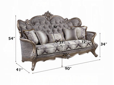 Elozzol 90" Wide Wooden Carved Traditional Sofa