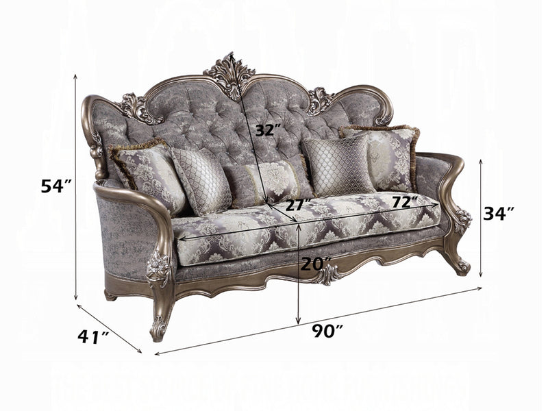 Elozzol 90" Wide Wooden Carved Traditional Sofa