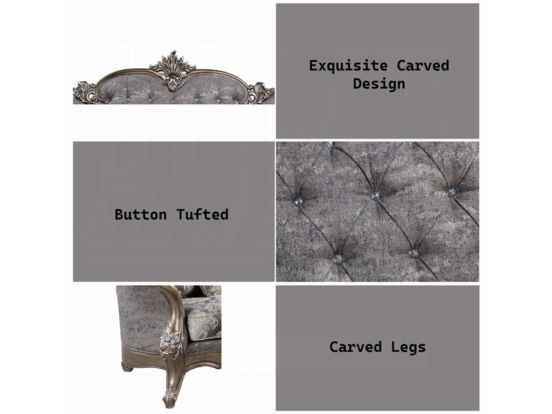 Elozzol 90" Wide Wooden Carved Traditional Sofa