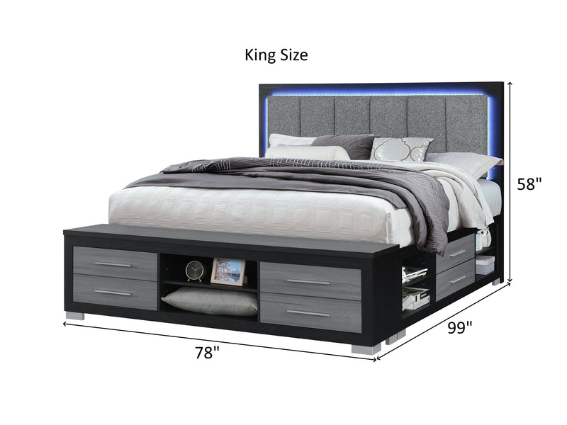 Emma Platform Bed With LED, USB,  Bluetooth Speaker