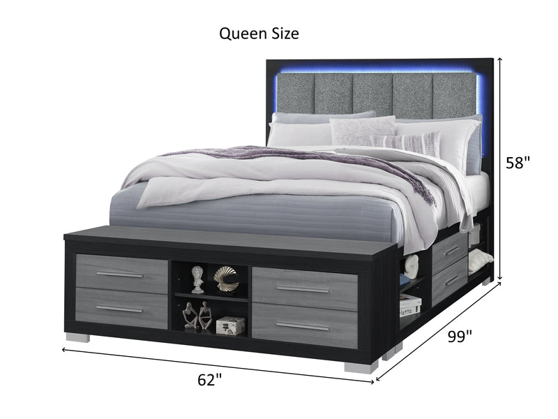 Emma Platform Bed With LED, USB,  Bluetooth Speaker