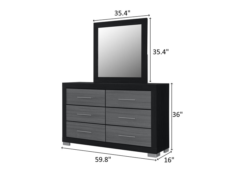 Emma 59.8" Wide 6 Drawer Dresser With Mirror