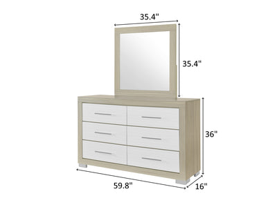 Emma 59.8" Wide 6 Drawer Dresser With Mirror