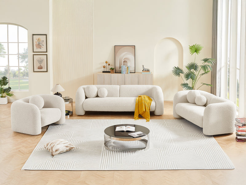 Emory Boucle Fabric Living Room Set