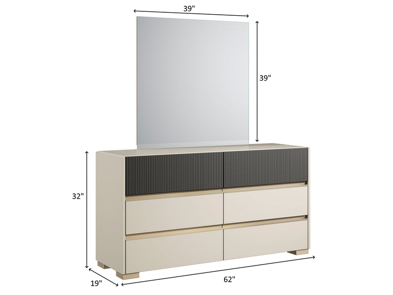 Alfa Es 62" Wide 6 Drawer Dresser With Mirror