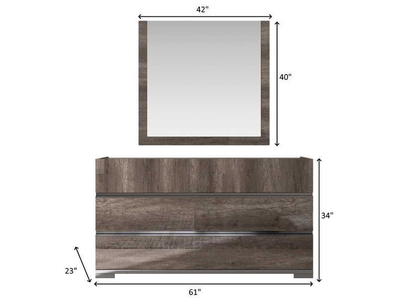 Kamea 61" Wide 3 Drawer Dresser With Mirror