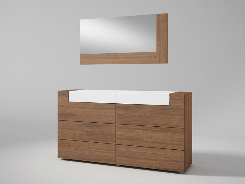 Mar 62" Wide Double Dresser With Mirror