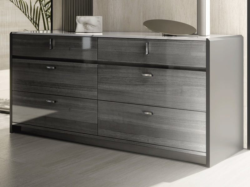 Vulcano 66.5" Wide 6 Drawer Dresser With Mirror