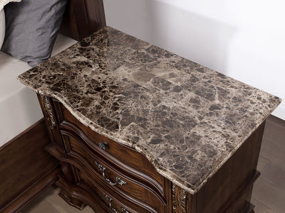 Esparanza 29.5" Tall 3 Drawer Genuine Marble Top Nightstand