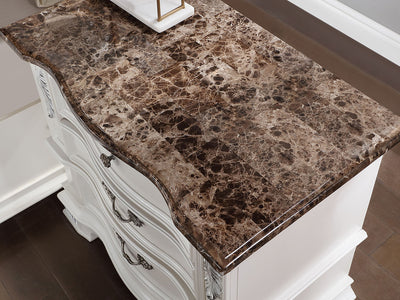 Esparanza 29.5" Tall 3 Drawer Genuine Marble Top Nightstand