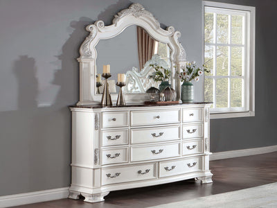 Esparanza 68" Wide 11 Drawer Genuine Marble Top Dresser With Mirror