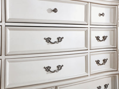 Esparanza 68" Wide 11 Drawer Genuine Marble Top Dresser With Mirror