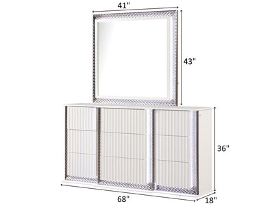 Fabio 68" Wide 9 Drawer Dresser With Mirror