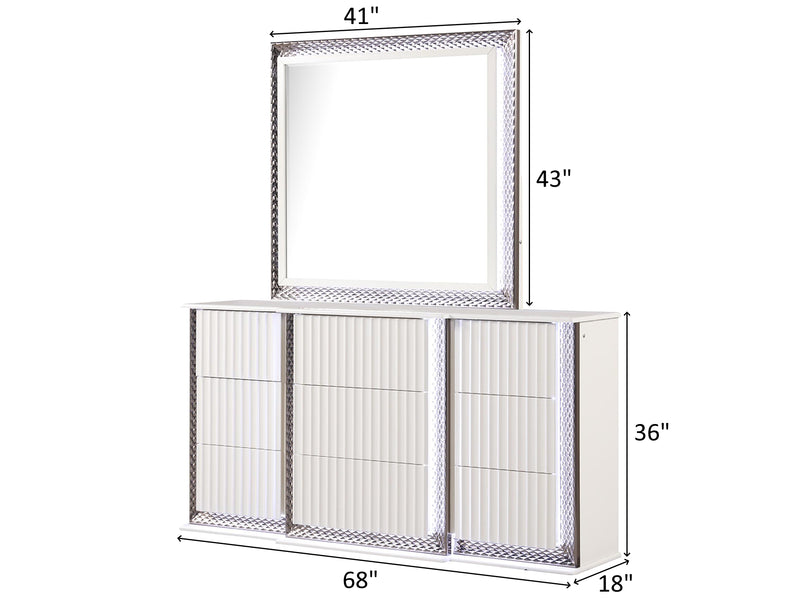 Fabio 68" Wide 9 Drawer Dresser With Mirror