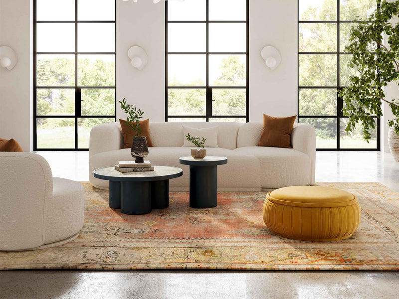 Fickle 111.8" Wide Boucle 2 Piece Modular Sofa