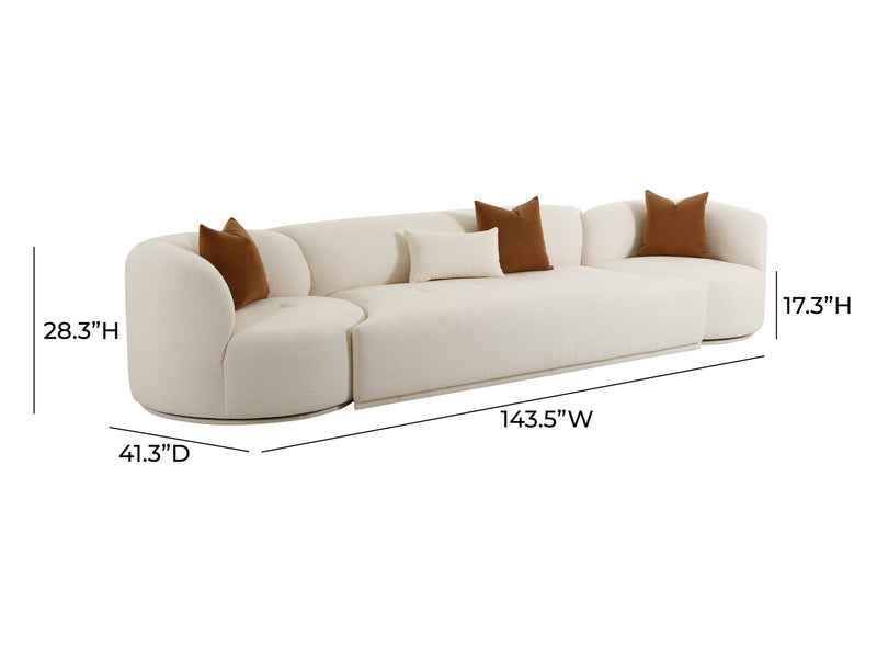 Fickle 143.5" Wide Boucle 3 Piece Modular Sofa