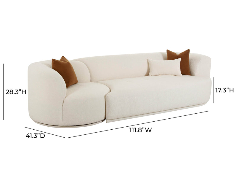 Fickle 111.8" Wide Boucle 2 Piece Modular Sofa