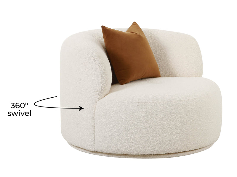Fickle 40.2" Wide Boucle Swivel Armchair