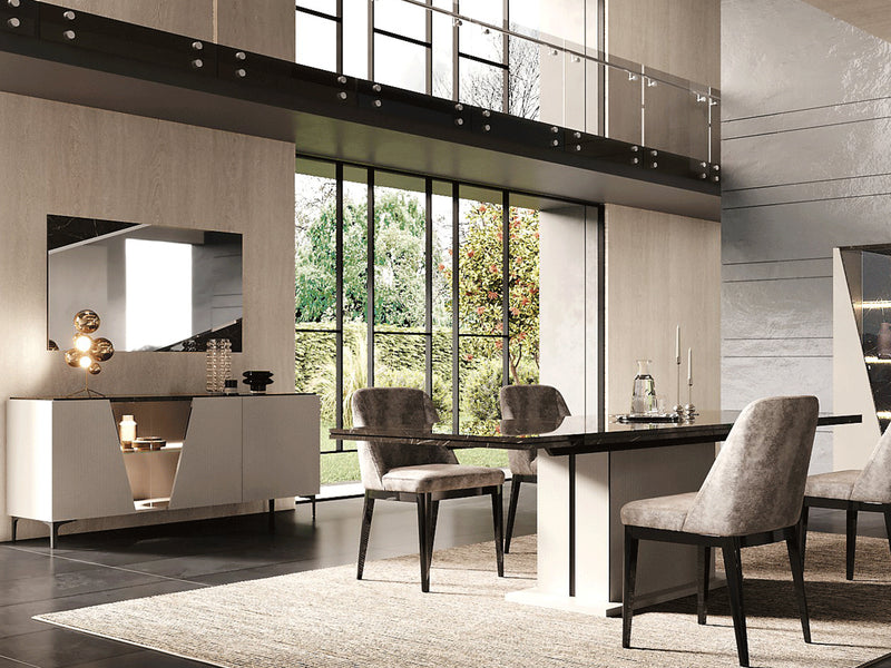 Fidia 96.5" / 79" Wide Extendable Marble Looking Dining Table