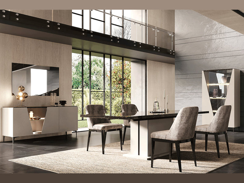Fidia 96.5" / 79" Wide Extendable Marble Looking Dining Table