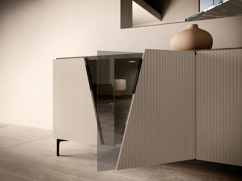 Fidia 70" Wide 3 Door Buffet With Mirror