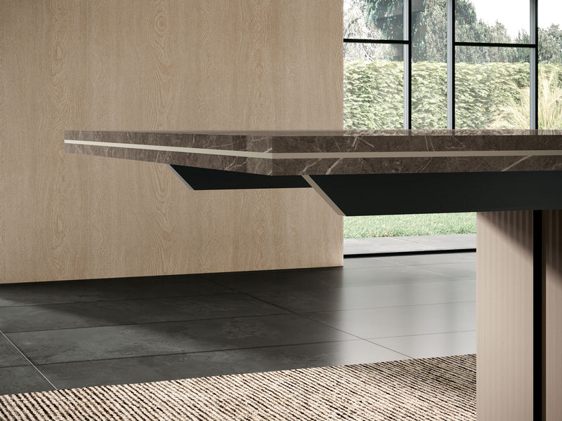 Fidia 96.5" / 79" Wide Extendable Marble Looking Dining Table