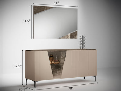 Fidia 70" Wide 3 Door Buffet With Mirror