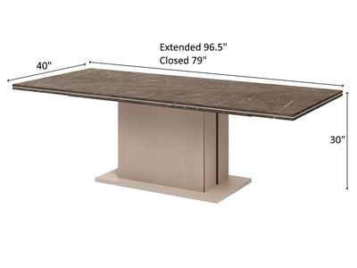 Fidia 96.5" / 79" Wide Extendable Marble Looking Dining Table