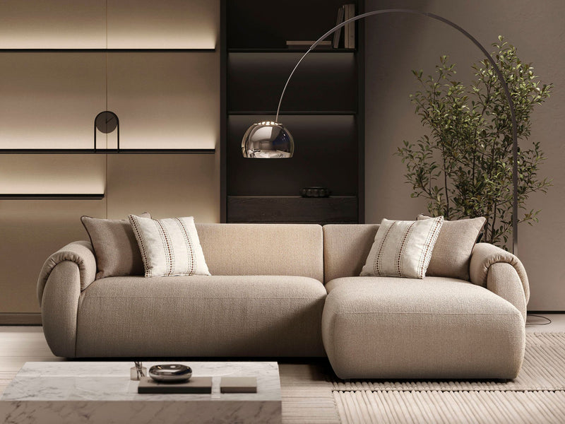 Flore 110" Wide Linen Boucle Fabric Sectional