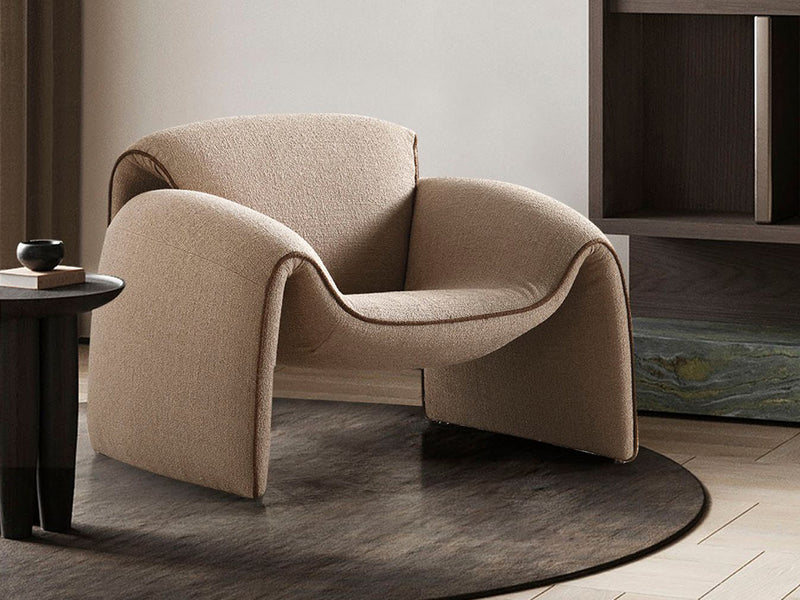 Flore 39" Wide Linen Boucle Fabric Armchair