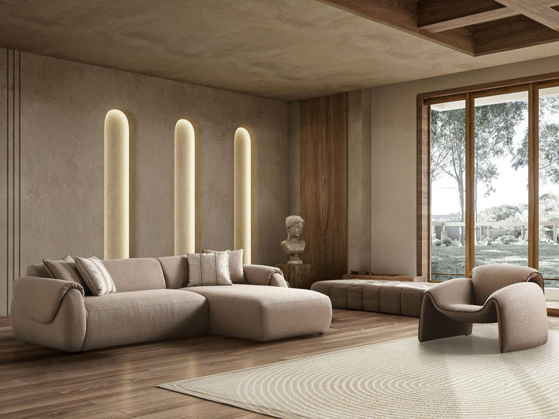 Flore 110" Wide Linen Boucle Fabric Sectional