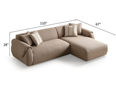 Flore 110" Wide Linen Boucle Fabric Sectional