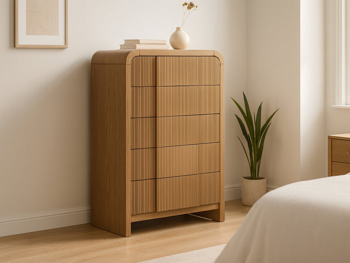 Fluted 32" Tall 5 Drawer Chest