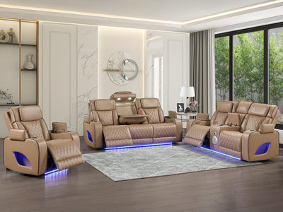 Fortuner Leather Recliner Living Room Set