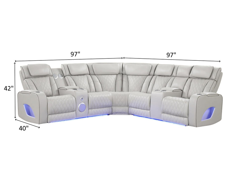 Fortuner 97" / 97" Wide Leather Recliner Sectional