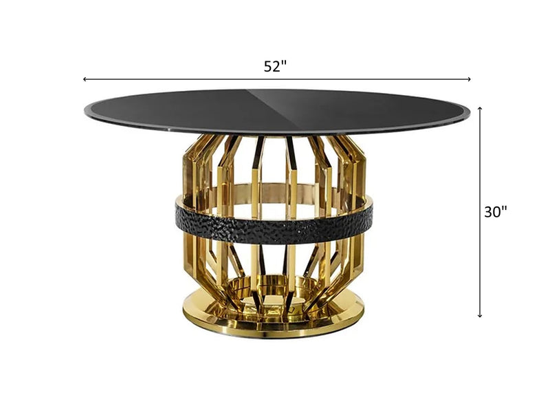 G1924 52" Wide Round Tempered Glass Top Dining Table