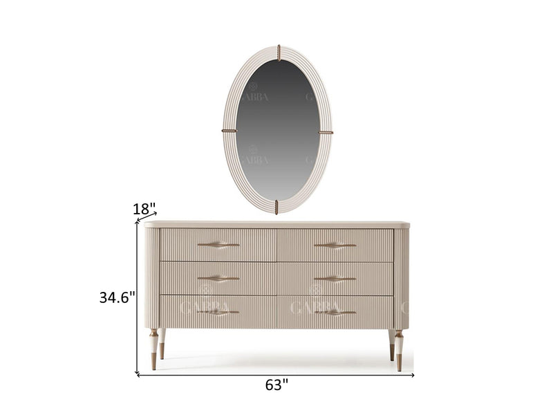 Ecrue 63" Wide 6 Drawer Dresser With Mirror